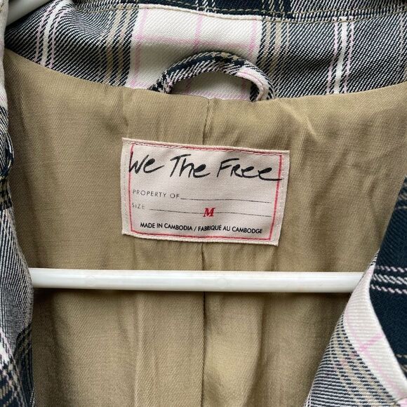 We The Free longline Freddie blazer Trench Coat Plaid Design Women’s Medium - Picture 5 of 15